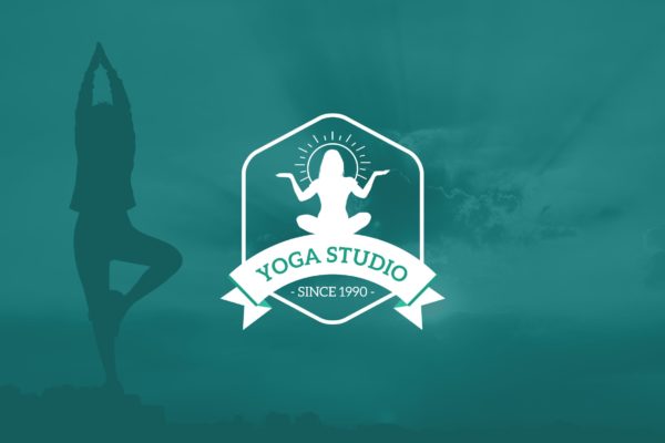 瑜伽培训机构Logo徽章设计模板 Yoga Studio Logo