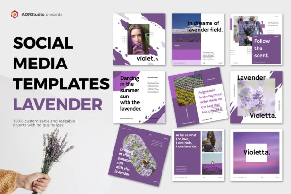 薰衣草配色社交媒体广告Banner图设计模板16设计网精选 Lavender Social Media Banners