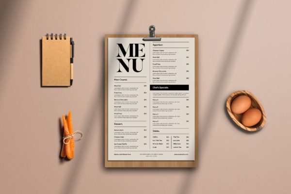 简约风菜单版式设计模板 Simple Food menu