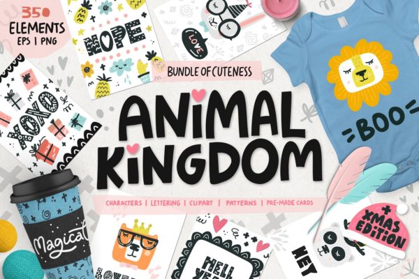 动物王国可爱手绘插画 Animal Kingdom &#8211; Nursery Art