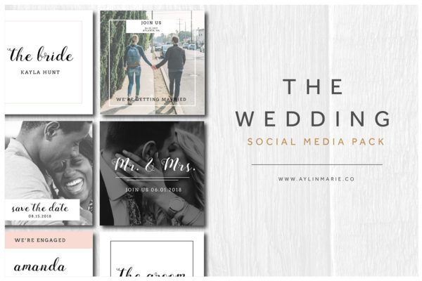 婚礼婚庆主题社交媒体贴图素材包 The Wedding &#8211; Social Media Pack