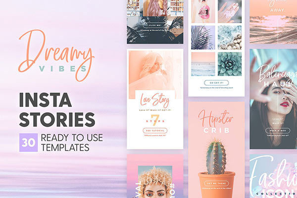 30个时尚粉彩色调的Instagram故事模板16设计网精选下载[psd]