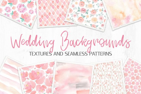 适用于婚礼设计的花卉纹理&amp;图案背景素材合集 Wedding Backgrounds: Textures and Patterns