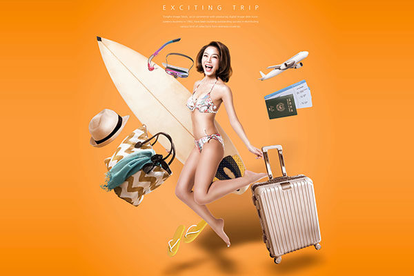 夏季假期海边旅行活动宣传海报模板