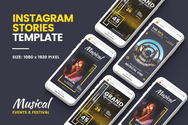 音乐主题Instagram品牌故事营销推广设计模板16设计网精选 Music Instagram Story Template