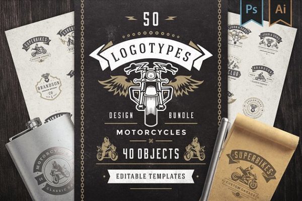 50款摩托车Logo标志和徽章模板 50 Motorcycles Logos and Badges
