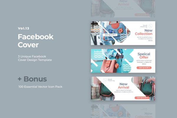 时尚新品发布/促销活动Facebook主页封面设计模板16素材网精选v13 Facebook Cover Vol.13