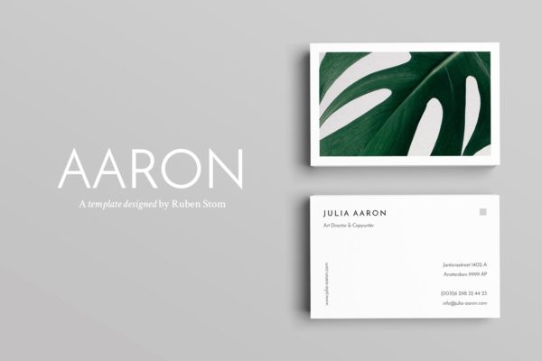 优雅简约风高端企业名片设计模板 Aaron Business Card Template