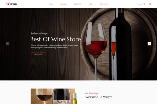 洋酒红酒品牌网站HTML模板16素材网精选 Wizym | Wine &amp; Winery HTML Template