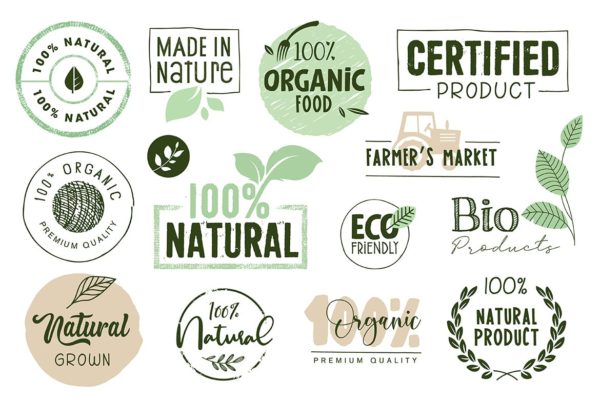有机食品标志/标签/标识设计模板素材 Organic Food Labels and Elements Collection
