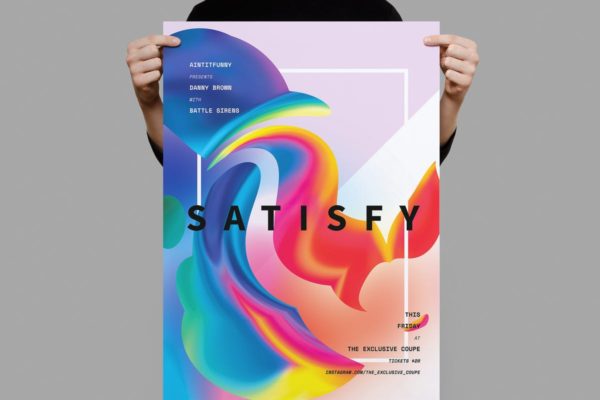 多彩抽象图案促销传单海报模板 Satisfy Poster / Flyer