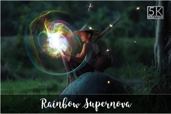 5K奇幻彩虹叠层背景 5K Rainbow Supernova Overlays
