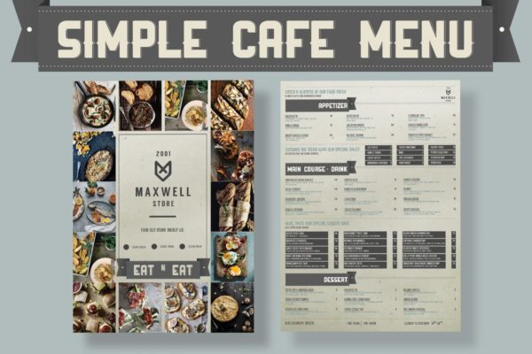 简约咖啡馆菜单设计PSD模板 Simple Cafe Menu