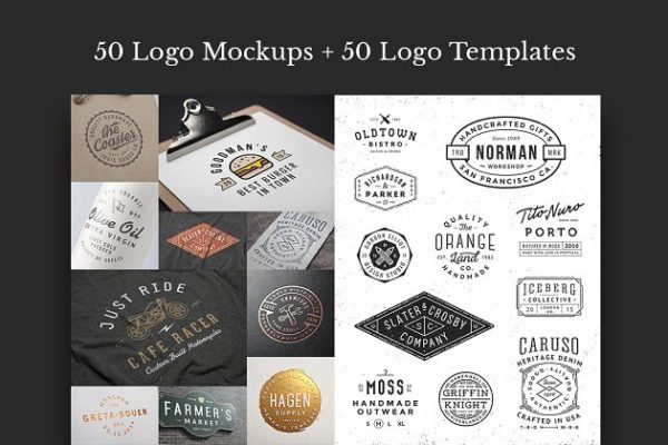 50+ Logo样机&amp;模板合集[2.32GB] 50 Logo Mock-ups + 50 Logo Templates
