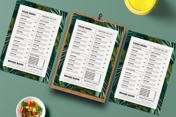 热带主题餐厅美食菜单设计模板 Tropical Food Menu
