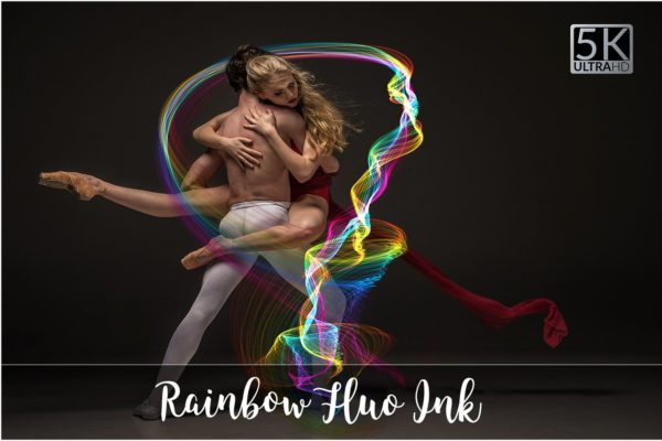 5K高清分辨率彩虹特效叠层素材 5K Rainbow Fluo Ink Overlays