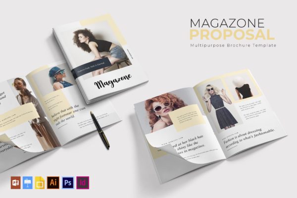时尚品牌宣传画册/普贤居精选杂志排版设计模板 Magazone | Brochure