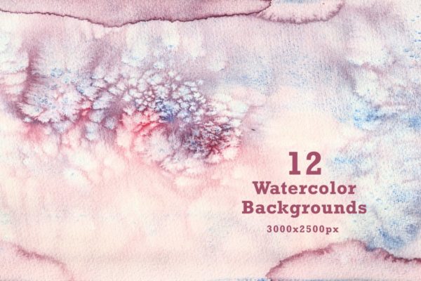 12个优质淡水彩背景套装 Set of 12 Watercolor Backgrounds
