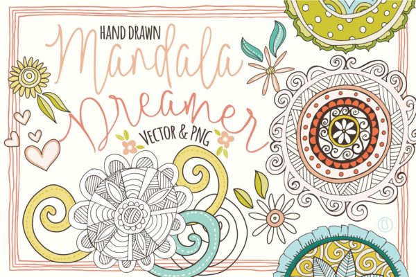 曼荼罗手绘矢量插图 Mandala Vector Illustrations