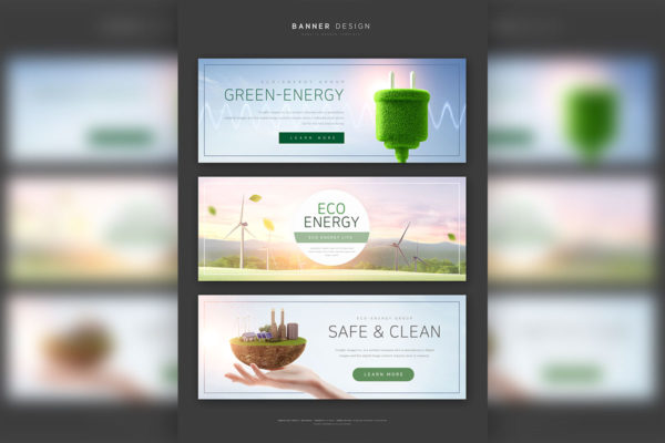 绿色生态能源主题网站Banner设计模板