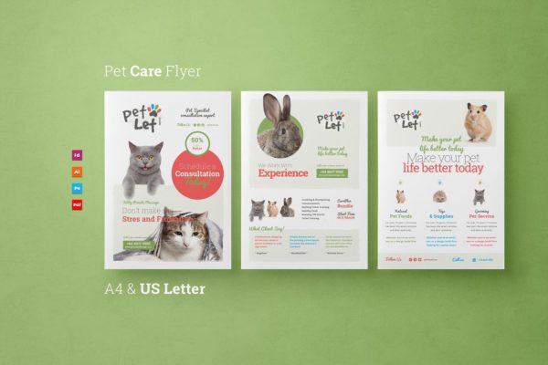 宠物医院海报宣传传单模板 Pet Fly