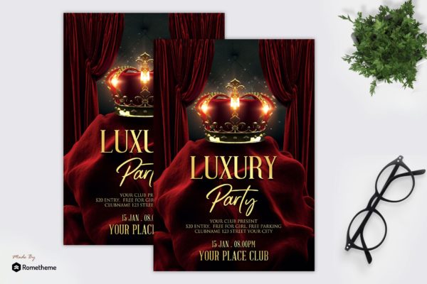 高端奢华俱乐部派对活动传单设计模板 Luxury Vip Party &#8211; Flyer MR