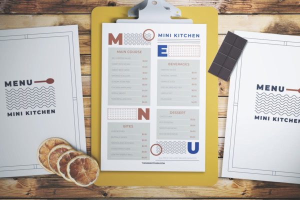 极简主义设计风格迷你厨房菜单PSD模板 Minimal Menu