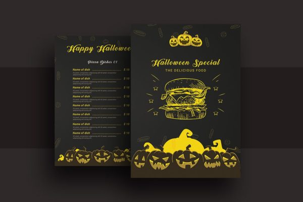 万圣节特色餐厅菜谱16图库精选菜单模板v2 Halloween Special Restaurant Food Menu V-2