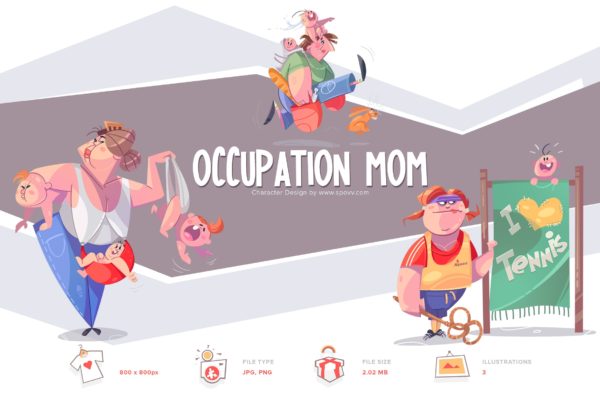 职业妈妈手绘卡通形象设计PNG素材 Occupation Mom