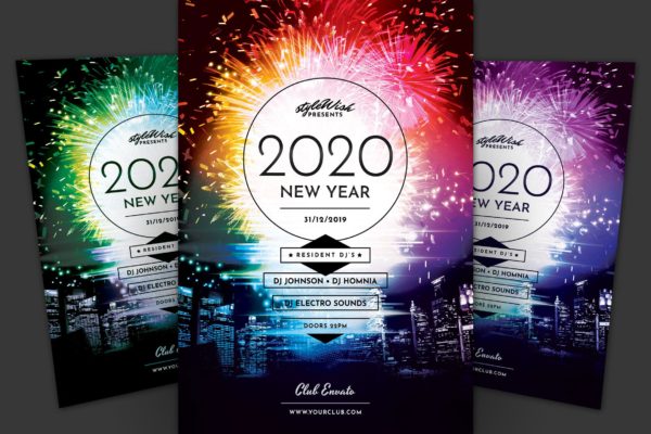 2020年新年音乐晚会海报传单设计模板 New Year Flyer