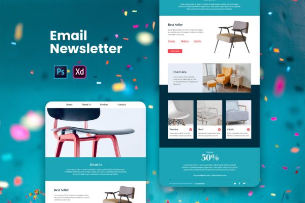 家具品牌推广EDM邮件模板16设计网精选 Furniture Email Newsletter