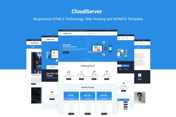 云计算技术＆服务器服务提供商网站WHMCS模板16图库精选 CloudServer | Technology, Hosting &amp; WHMCS Template