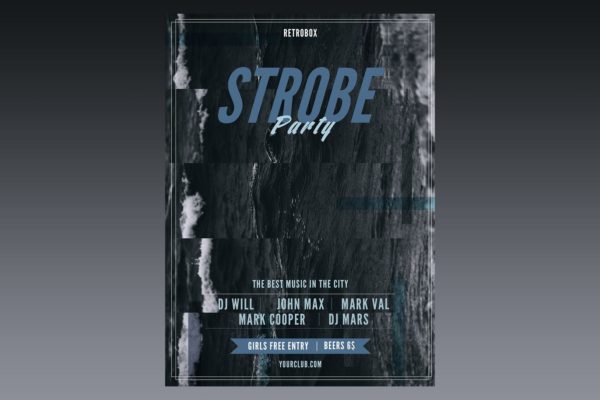 频闪设计风格DJ音乐节/音乐派对海报设计模板 Strobe Party Flyer Poster