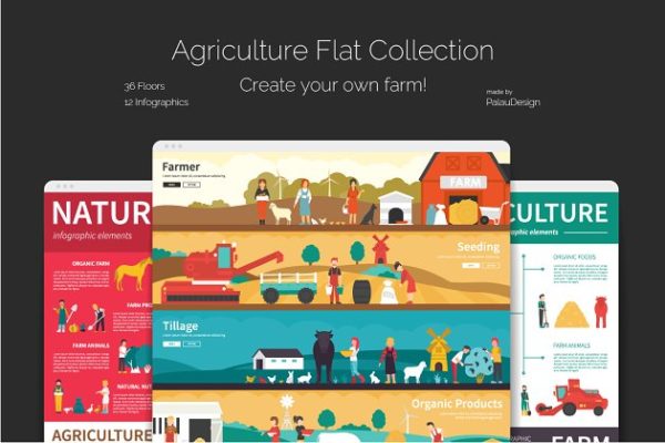 农业主题农场场景插画合集 Agriculture Flat Collection