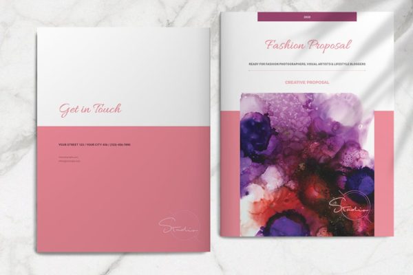 粉红时尚行业项目提案版式设计模板 Pink Fashion Proposal Layout