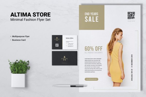 时装店推广传单＆素材中国精选名片模板 ALTIMA Fashion Store Flyer &amp; Business Card