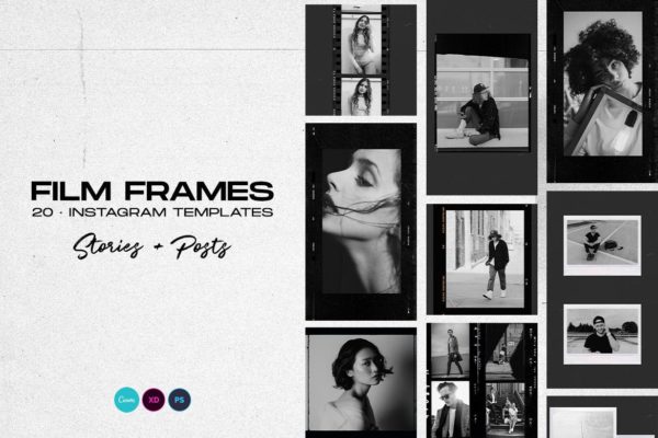 Instagram社交平台品牌故事推广旧电影风格设计素材 Instagram Stories Template &#8211; Film Frames
