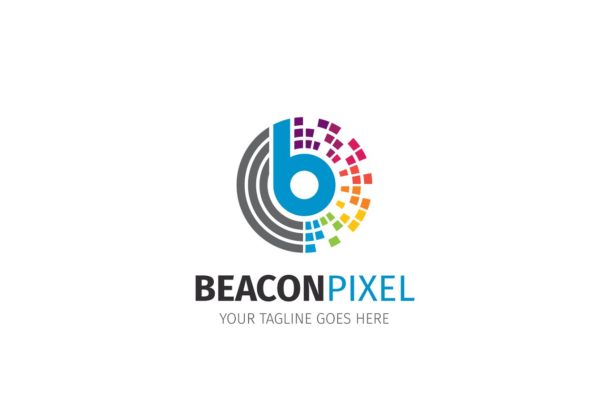 时尚现代的象素字母B Logo模板  Pixel Letter B Logo