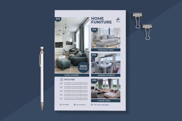 现代室内家具产品促销专场海报传单模板 Interior Flyer