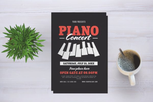钢琴音乐会活动宣传海报传单设计模板 Piano Concert Flyer