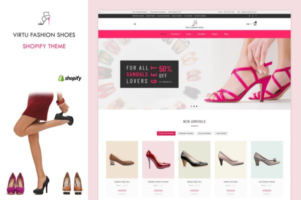时尚女鞋品牌网站&amp;商城Shopify主题模板素材天下精选 Virtu &#8211; Fashion Shoes Store Shopify Theme