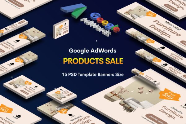 15款单品促销谷歌广告Banner图设计模板 Product Sale Banners Ad