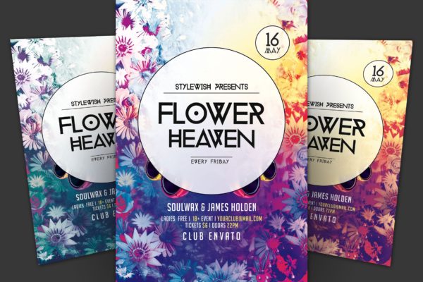 花之天堂梦幻花卉背景活动海报传单素材天下精选PSD模板 Flower Heaven Flyer