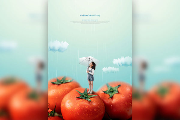 儿童主题西红柿食品海报PSD素材普贤居精选模板