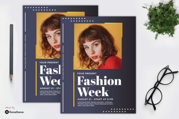 时装周活动海报传单16图库精选PSD模板v2 Fashion Week Flyer vol. 02 MR