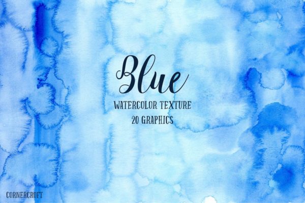 蓝色海洋水彩纹理素材 Watercolor 