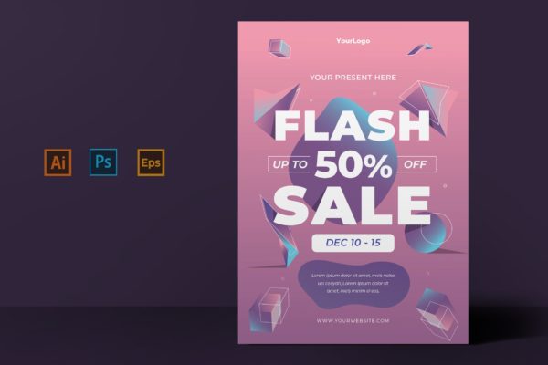 2019双11购物狂欢节促销海报设计模板素材 Flash Sale Template