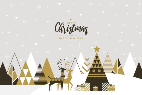 扁平设计风格创意圣诞节贺卡设计模板 Flat design Creative Christmas greeting card