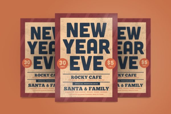 咖啡店新年主题活动海报传单素材天下精选PSD模板 New Year Flyer
