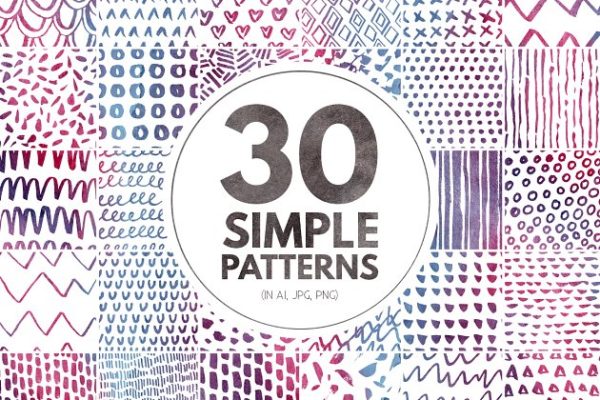 30款简约无缝图案纹理 30 Simple Seamless Patterns